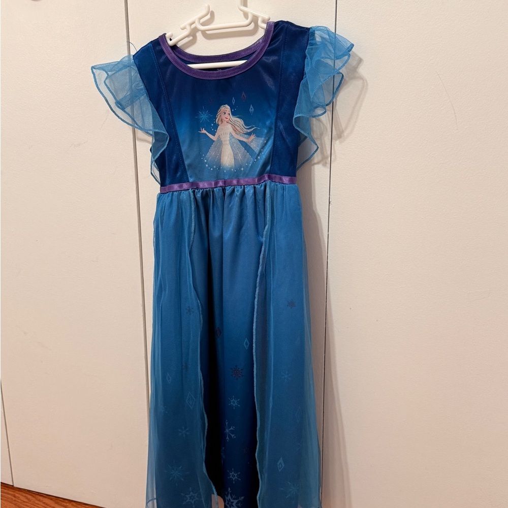 Disney Blue Elsa Inspired Princess Dress with Sheer Flutter Sleeves